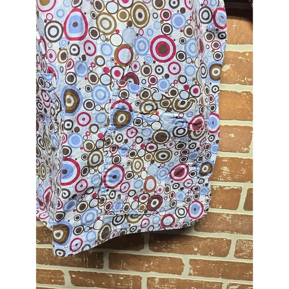 Cottonality‎ Natural Comfort Scrub Top Short Sleeve Sz S Blue Bubbly Slip On - Picture 4 of 9